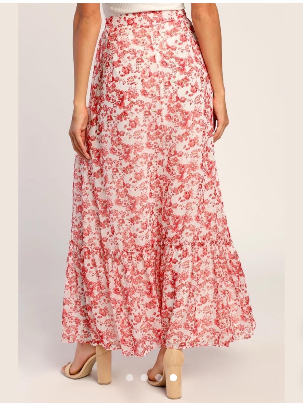 Lulus Sweetly Blooming Ivory Floral Print Tiered Maxi Skirt Size S - Picture 2 of 11